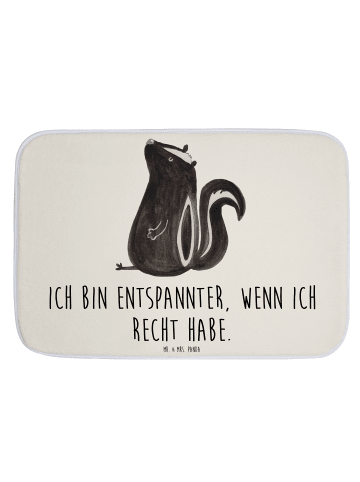 Mr. & Mrs. Panda Badteppich Stinktier Sitzen mit Spruch in Weiß