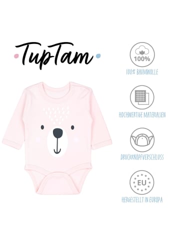 TupTam Unisex Langarm Body mit Aufdruck Spruch 5er Pack in beige/rosa