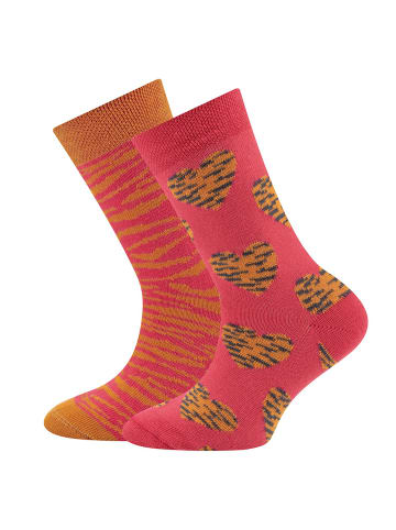 ewers 2er-Set Socken 2er Pack Herzen/Tiger in flamingo-caramel