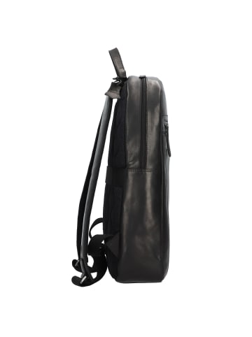 Greenburry Pure Black Rucksack Leder 46 cm Laptopfach in black