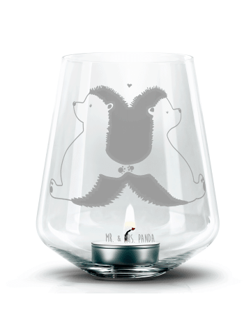 Mr. & Mrs. Panda Glas Windlicht Igel händchenhaltend ohne Spruch in Transparent