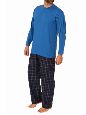 NORMANN Schlafanzug lang Pyjama Set Flanell Hose - 70929 in blau