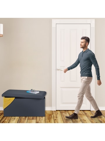 relaxdays Sitzbank in Dunkelgrau - (B)76,5 x (H)37,5 x (T)38,5 cm