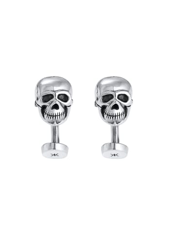 KUZZOI Manschettenknopf 925 Sterling Silber Totenkopf in Silber