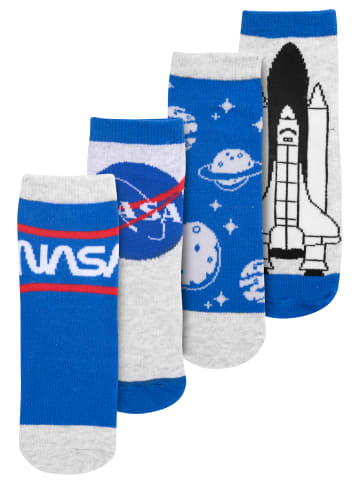 United Labels 4er Pack NASA  Sneakersocken in blau/grau