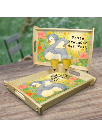 Mr. & Mrs. Panda Holz Tablett Pinguin Beste Freundin der Welt De... in Weiß