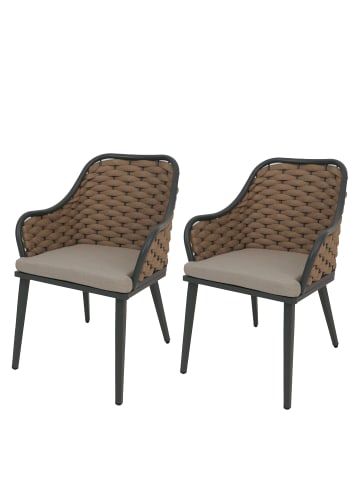 MCW 2er-Set Gartenstuhl O16, Beige Kissen hellbraun