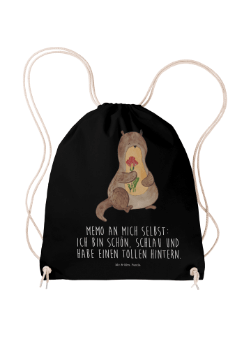Mr. & Mrs. Panda Materialzug-Rucksack Otter Blumenstrauß mit Spruch in Schwarz