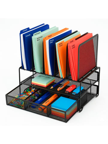 relaxdays Schreibtisch Organizer in Schwarz – (B)35 x (H)36 x (T)24,5 cm