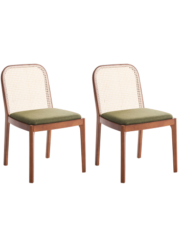 Beliani 2er-Set Esszimmerstuhl EDINA in Braun/Grün