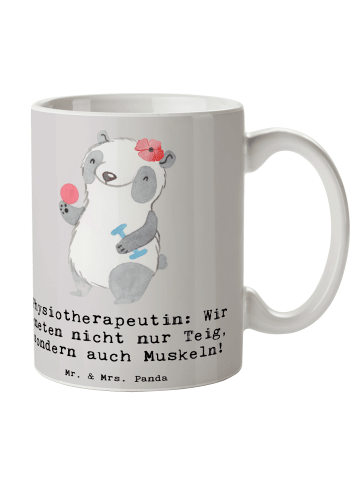 Mr. & Mrs. Panda Becher Physiotherapeutin Humor mit Spruch in Grau Pastell