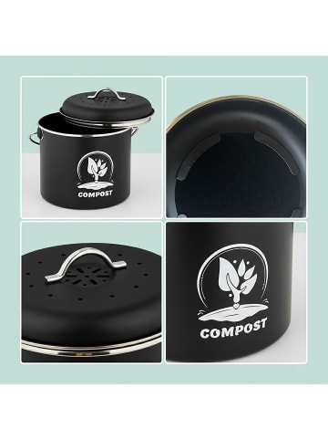 relaxdays Küchen-Komposteimer in Schwarz - 3,5 Liter