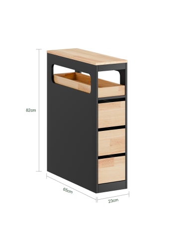 SoBuy Badezimmerschrank in Matt-Schwarz - (W) 65 x (H) 82 x (L) 23 cm