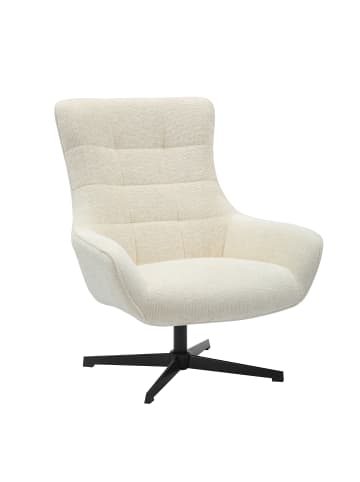SalesFever Relaxsessel drehbar mit schwarzem Metallgestell und Chenille-Stoff in Beige
