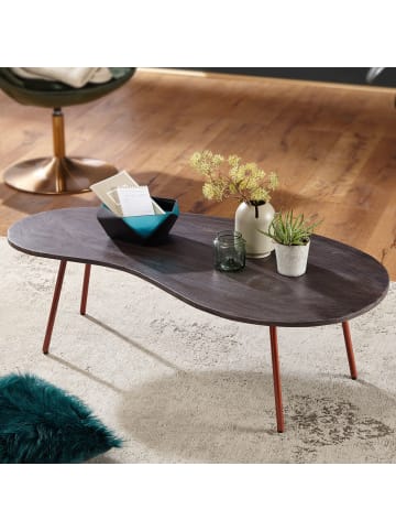 KADIMA DESIGN Design Couchtisch JAI 122x34,5x63 cm Akazie mit Metallbeinen Kupfer, in Grau