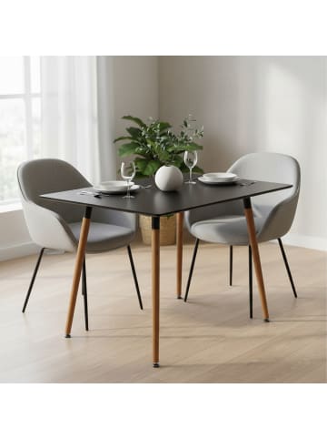 relaxdays Esstisch in Schwarz/ Natur - (B)110 x (H)75 x (T)70 cm