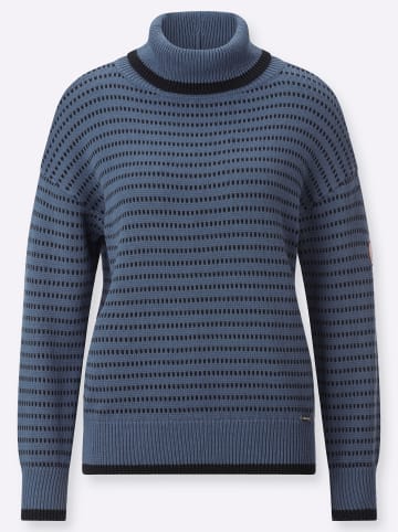 WITT WEIDEN Rollkragen-Pullover in rauchblau-schwarz-gemustert