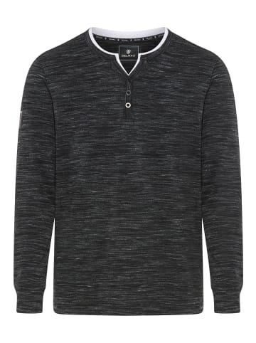 Delmao Henleyshirt in schwarz meliert