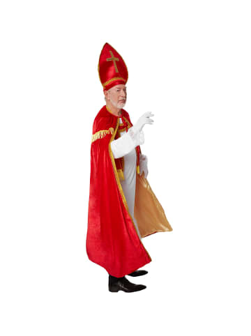 tectake St. Nikolaus-Outfit aus glänzendem, rotem Samt mit goldenen Zierborten, rot