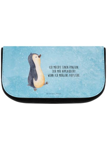 Mr. & Mrs. Panda Kosmetiktasche Pinguin marschieren mit Spruch in Eisblau