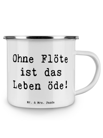 Mr. & Mrs. Panda Campingtasse Spruch Flöte Leben mit Spruch in Weiß