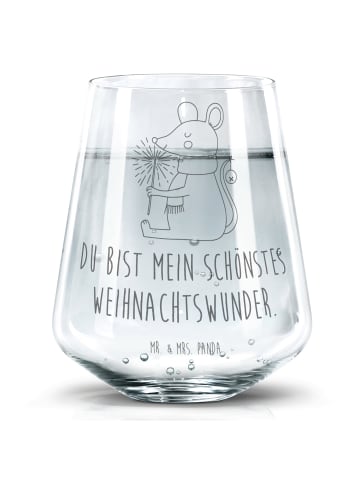 Mr. & Mrs. Panda Trinkglas Maus Weihnachten mit Spruch in Transparent