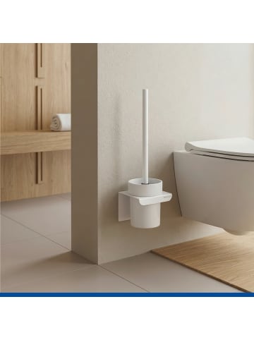 Wenko Silikonbürste für die Toilette in Weiß, (B) 10,5 x (H) 35,5 x (L) 10,5 cm
