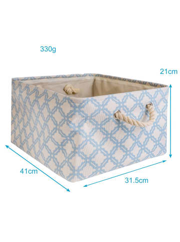 Intirilife Aufbewahrungskorb Box Organizer mit Henkel 41x31.5x21cm in Blau mit Muster