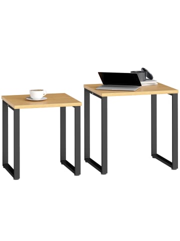 HOMCOM Couchtisch-60L x 50B x 60H cm-Naturholz