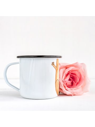 Mr. & Mrs. Panda Emaille Tasse Katze Umarmen ohne Spruch in Weiß