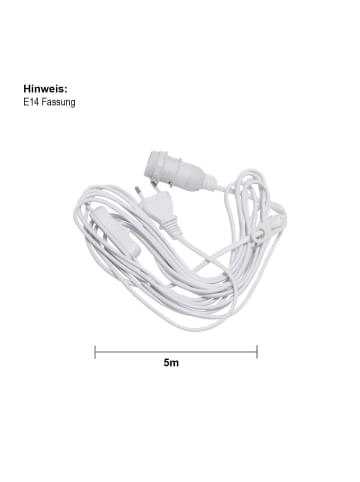 STAR Trading Lampenfassung E14 Basic mit Stecker, weiß, Kunststoffkabel 500cm