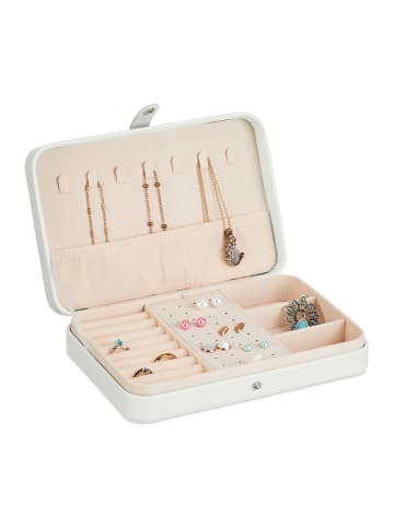 relaxdays Schmuckkästchen in Weiß - (B)21 x (H)4,5 x (T)14,5 cm