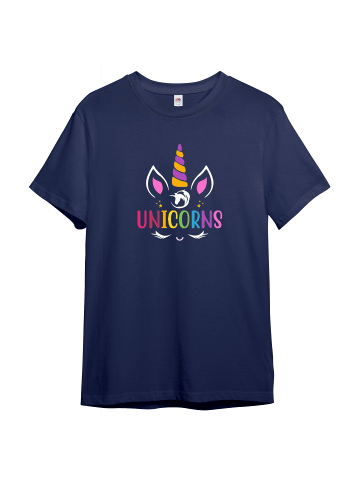 PAULGOS Kinder T-Shirt, Einhorn in Navi-Blau
