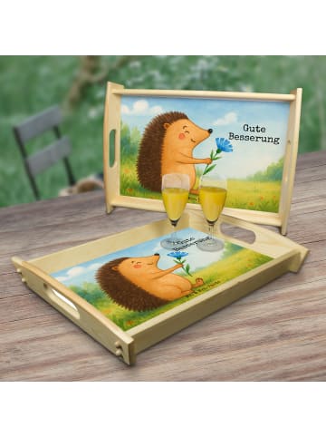 Mr. & Mrs. Panda Serviertablett Igel Blumen Design mit Spruch in Weiß