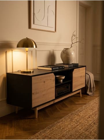 KADIMA DESIGN Lowboard Schwarz Eiche-Dekor 150x55x40 TV-Kommode Modern Design in Schwarz-Beige