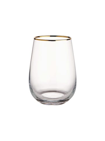 Butlers 6x Gläser mit Goldrand 590ml TOUCH OF GOLD in Transparent-Gold