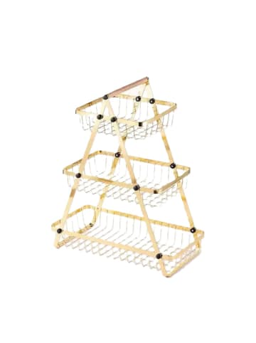 Cheffinger 3-stöckige Etagere mit Griff, Obstkorb in Gold - Tragbar & Platzsparen in Gold