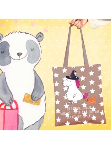 Mr. & Mrs. Panda Schultasche Einhorn Hexe mit Spruch in Braun Pastell