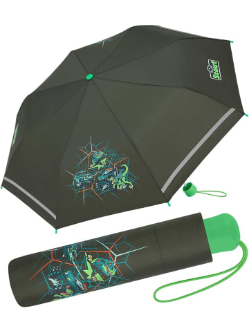Scout Kinder-Taschenschirm mit reflektierenden Streifen Regenschirm Dino Hunter