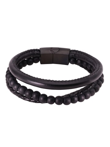 Steel_Art Lederarmband Herren Lean schwarz farben in Schwarz