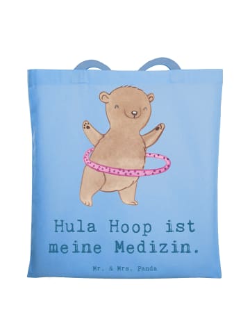 Mr. & Mrs. Panda Shopping Tasche Bär Hula Hoop mit Spruch in Sky Blue