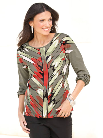 Sieh an! Langarm-Shirt in khaki-rostrot-bedruckt