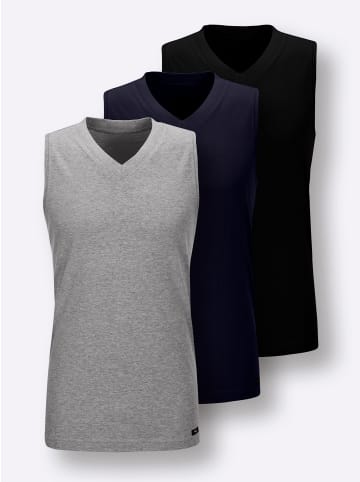 WITT WEIDEN Shirt in schwarz + grau-meliert + marine