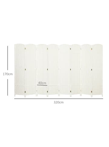 HOMCOM Paravent-320L x 1,6B x 170H cm-Weiß