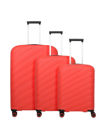 travelite Burano 4 Rollen Kofferset 3-teilig mit Dehnfalte in raspberry