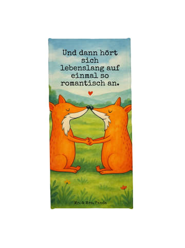 Mr. & Mrs. Panda Strandtuch Füchse Liebe Design mit Spruch in Weiß