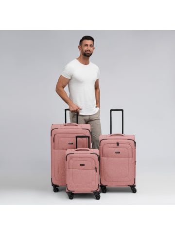 Redolz Essentials 12 THREE SET 4 Rollen Kofferset 3-teilig mit Dehnfalte rose