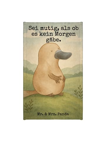 Mr. & Mrs. Panda Gästehandtuch Schnabeltier Mut Design mit Spruch in Weiß