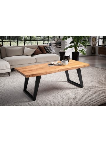 KADIMA DESIGN Couchtisch 120x60x46 cm Massivholz / Metall Baumkante, Design