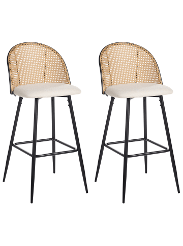 Beliani 2er-Set Barhocker CORNELL in Schwarz/Beige/Braun